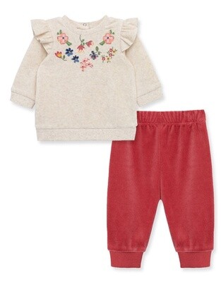 Little Me Wildflower Velour Outfit