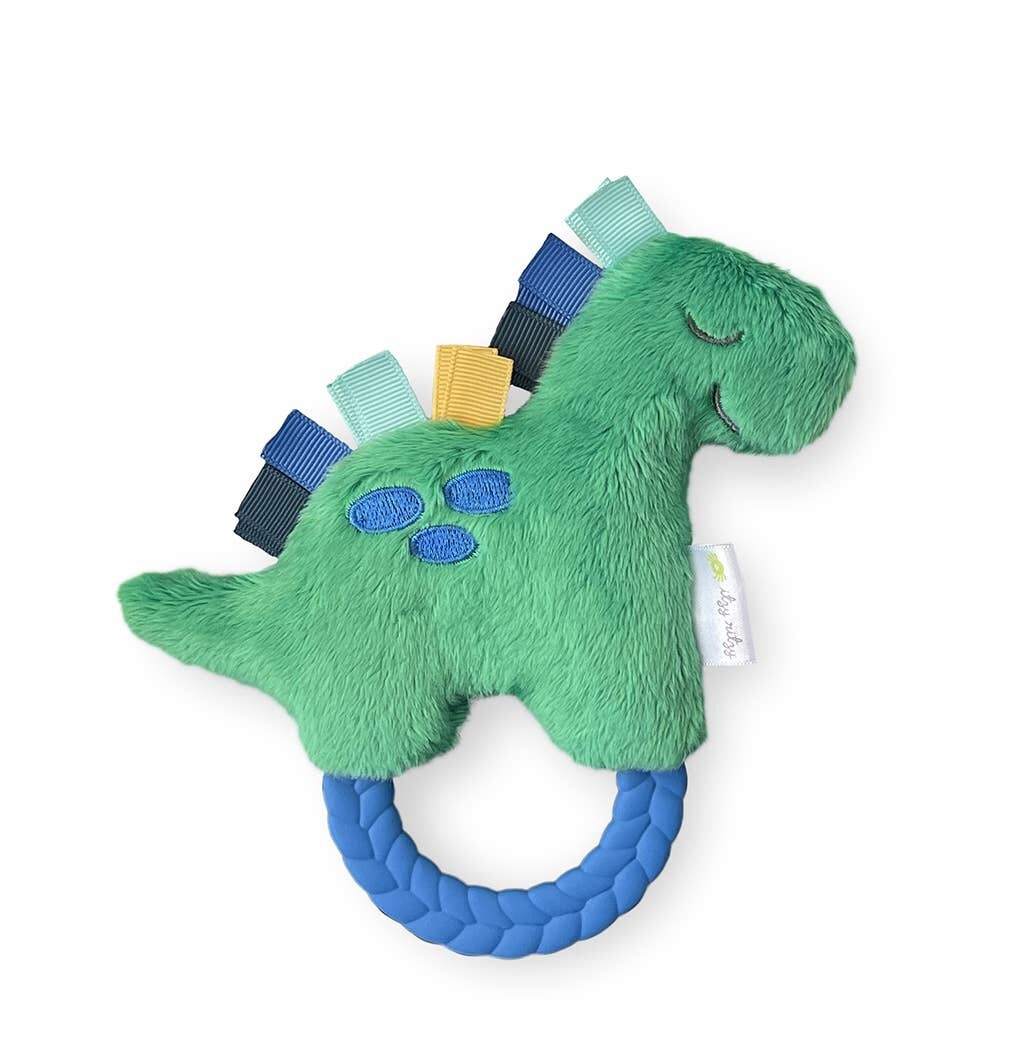Itzy Ritzy - Dino Ritzy Rattle Pal Plush Rattle Pal with Teether