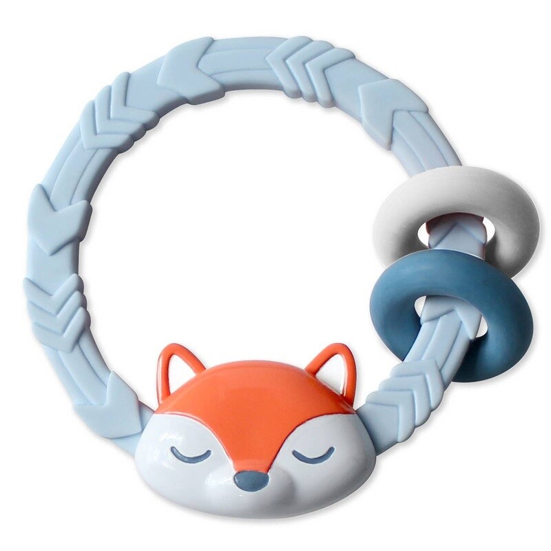 Ritzy Rattle  Silicone Teether Rattle- Blue Fox