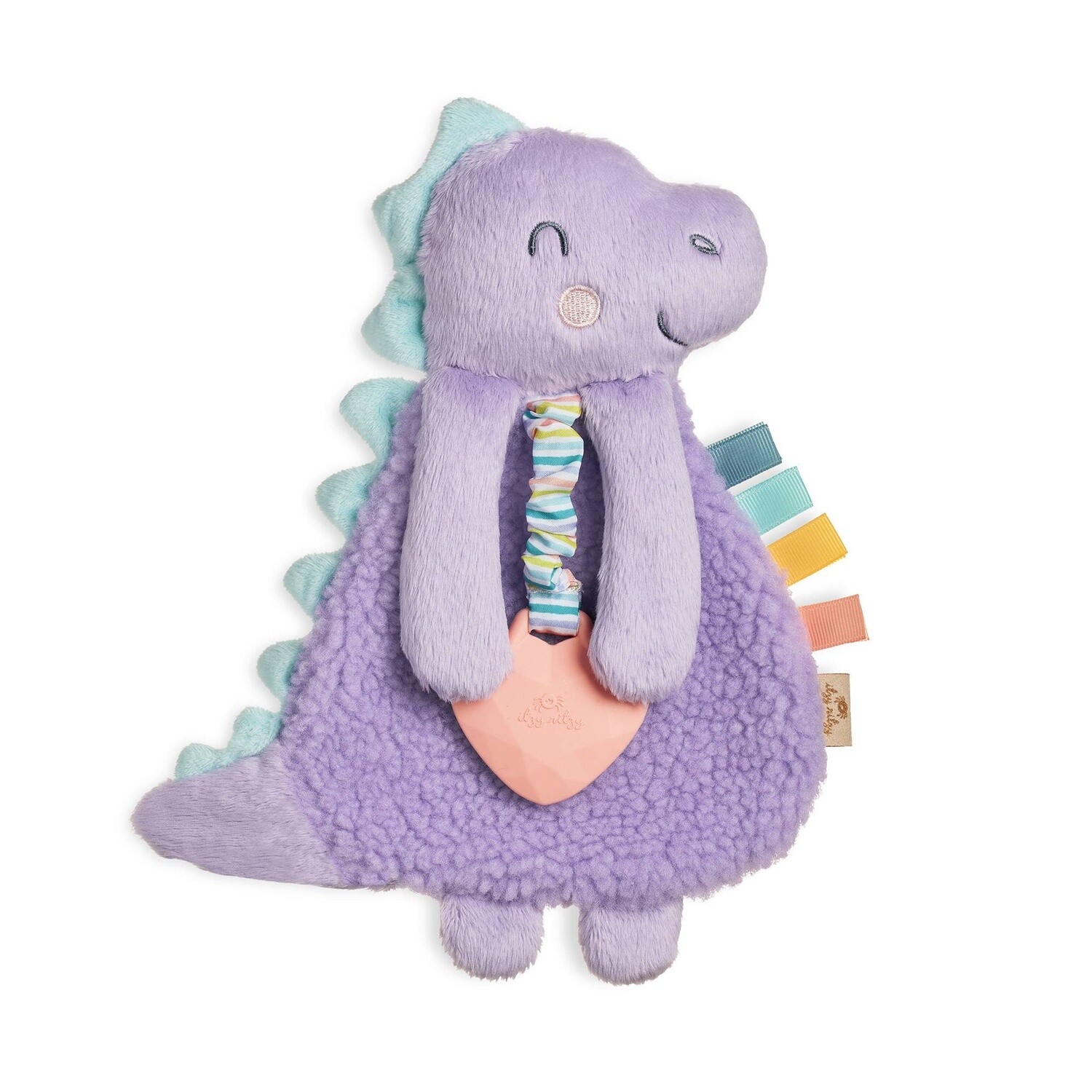 Itzy Lovey  Dino Plush with Silicone Teether Toy- Lavender