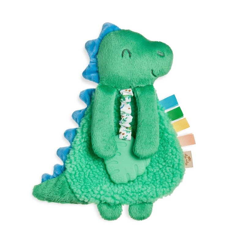 Itzy Lovey  Dino Plush with Silicone Teether Toy- Green