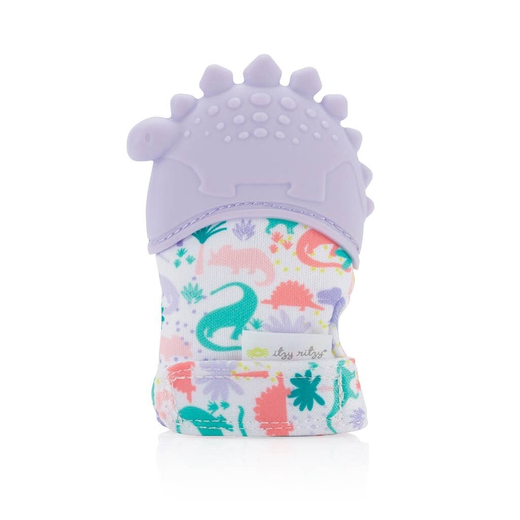 Itzy Ritzy Silicone Teething Mitts - Lilac Dino