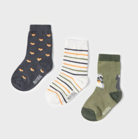 Mayoral Infant 3 Sock Set- Racoon