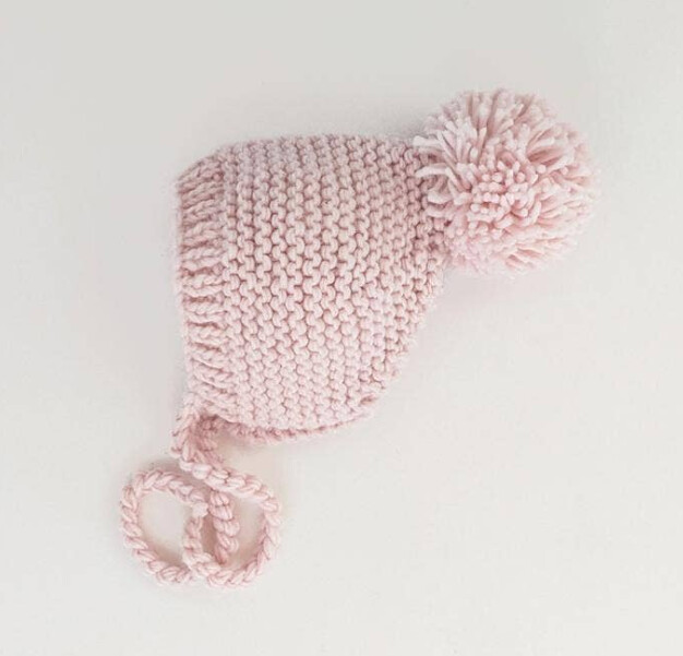Huggalugs Garter Stitch Bonnet- Pink