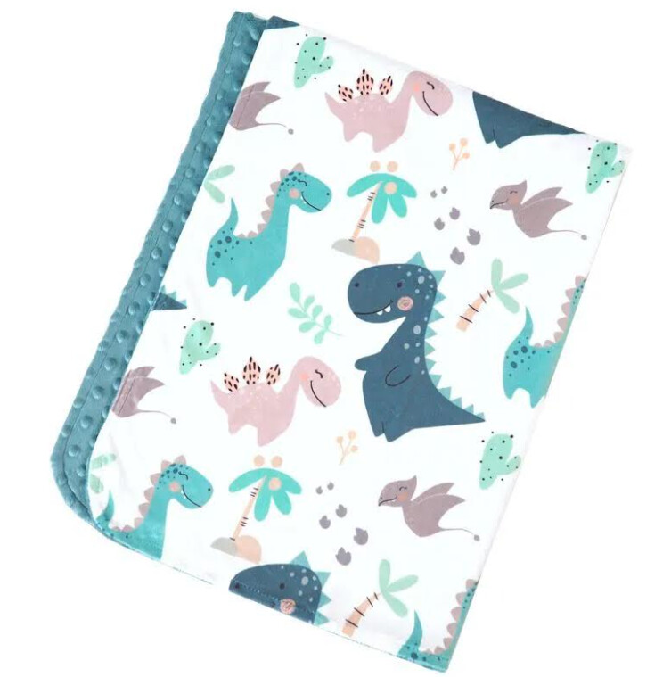 Honey Lemonade - Premium Baby &amp; Toddler Minky Blanket - Blue Dinosaurs