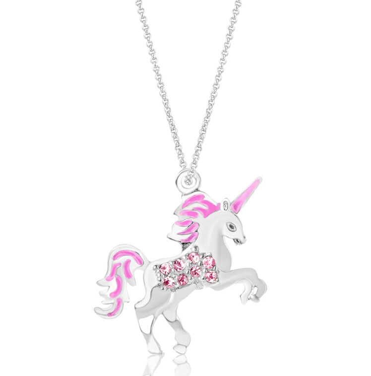 Chanteur - Pink Unicorn with Multi Crystals Pendant