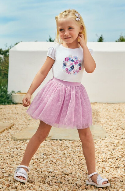 Mayoral Tulle Skirt Outfit- Mauve