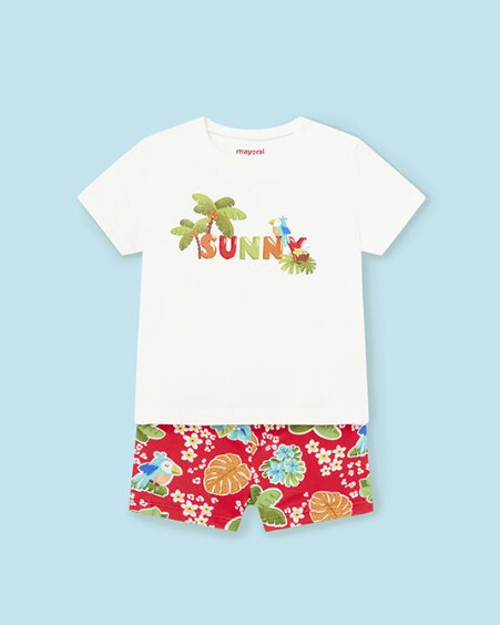Mayoral Infant Swim Trunk &amp; Tee- Red