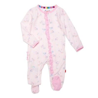 Magnetic Me forget me not ruffle footie- pink