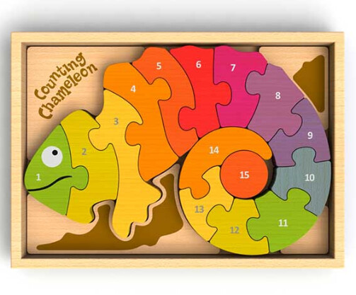Begin Again Chameleon Number Bilingual Puzzle