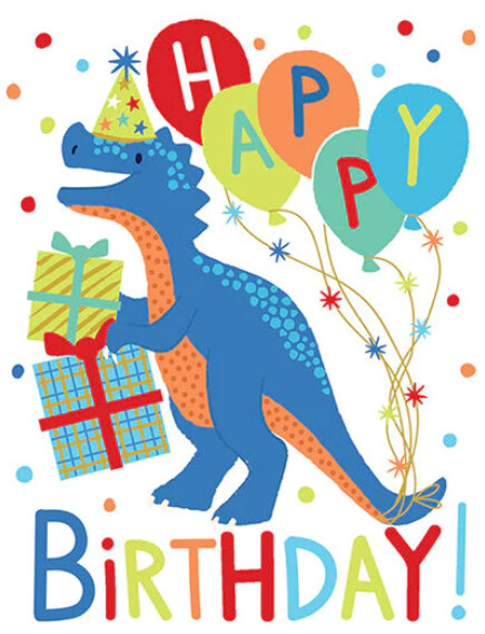 GinaB Baby Greeting Card- Birthday Dino