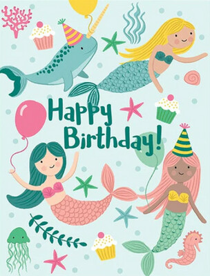 GinaB Baby Card- Birthday Mermaids