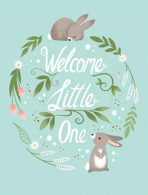 Gina B Baby Greeting Card- Light Blue Bunny