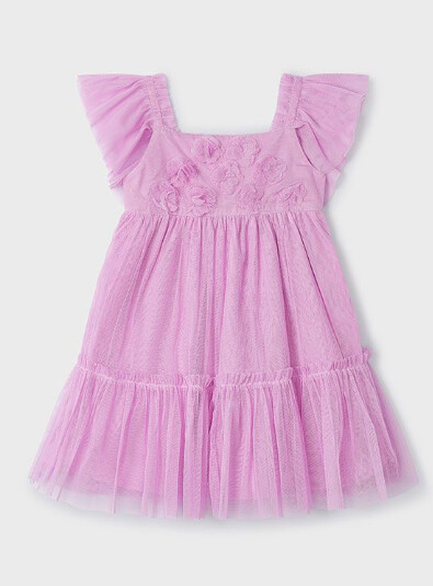 Mayoral Tulle Rosette Dress- Mauve