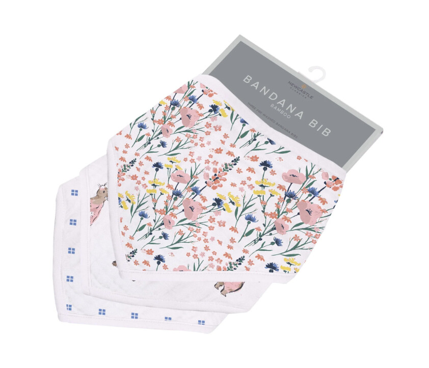 Newcastle 3pk Muslin Bandana Bib Set- Wildflower