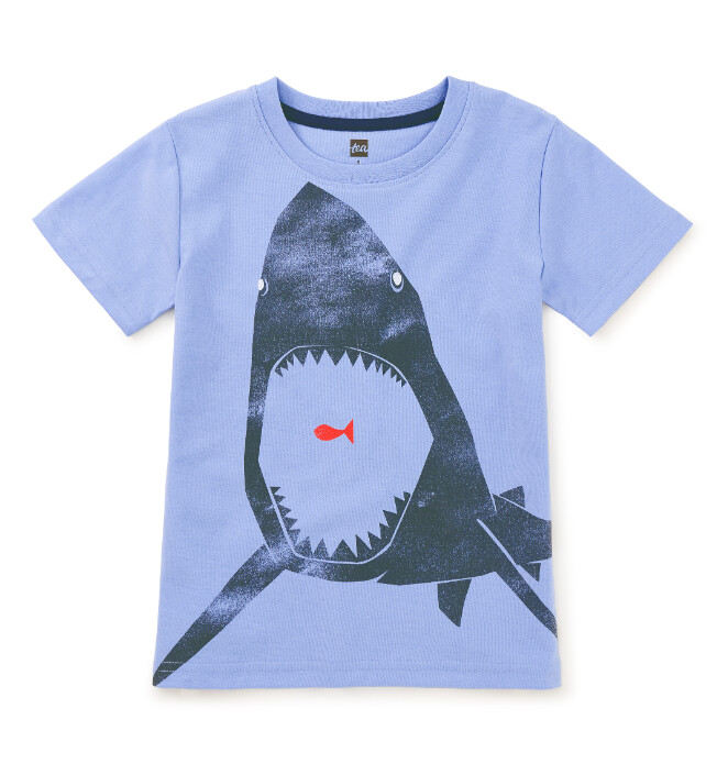 Tea Shark Bite Tee- Light Blue