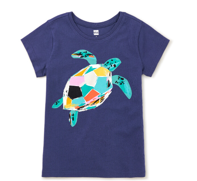 Tea Pop Turtle Tee- Navy