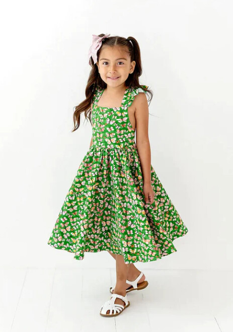 Ollie Jay Rosita Twirl Dress- Green Butterfly