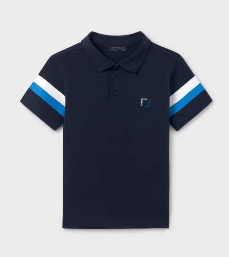 Mayoral Jr Stripe Sleeve Polo- Navy