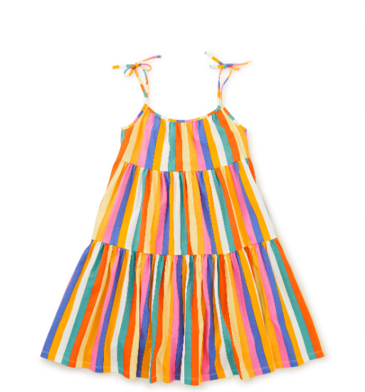 Tea Tie Shoulder Sundress- Rainbow Stripe