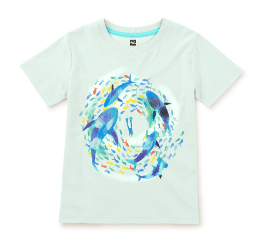 Tea Sharks &amp; Diver Baby Tee- Heather Grey