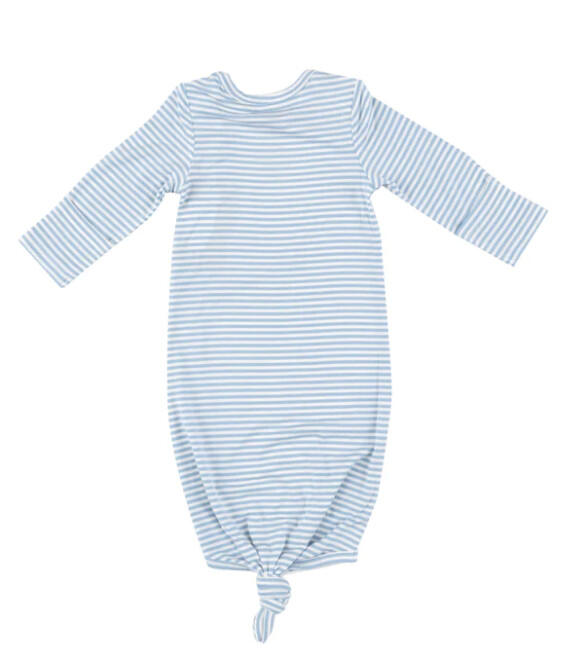 Angel Dear Knotted Gown- Light Blue Stripe, Size: 0-3m