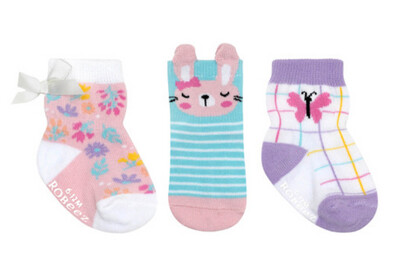 Robeez Infant Girls 3pk Socks- Sweet Bunny