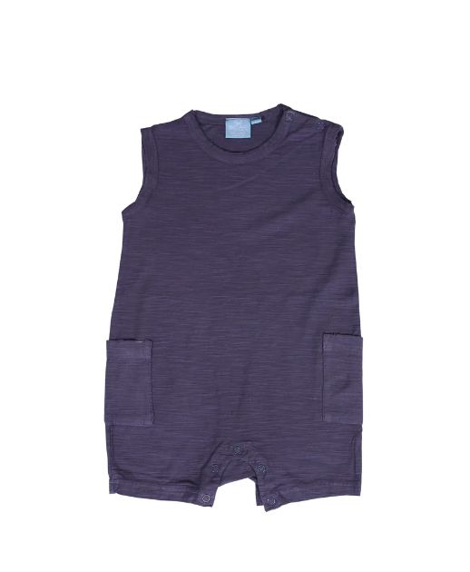 Bear Camp Cargo Pocket Romper- Lake Blue