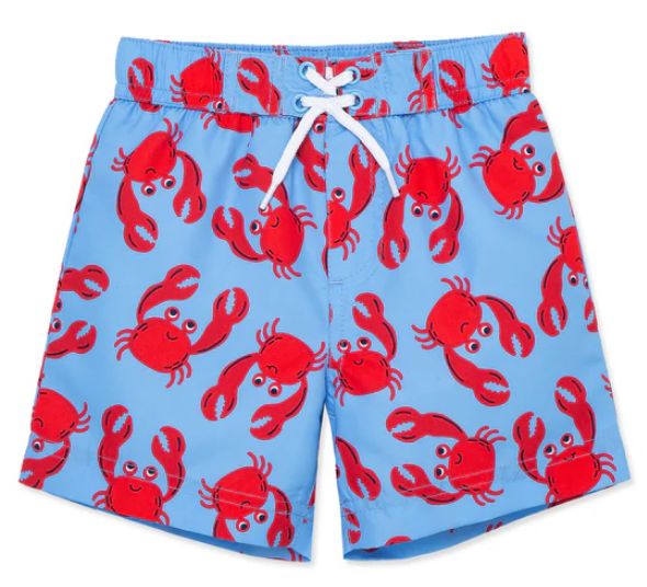 Little Me Crab Print Swim Shorts