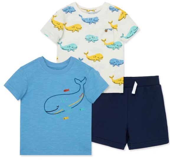 Little Me 3pc Whale Short Set