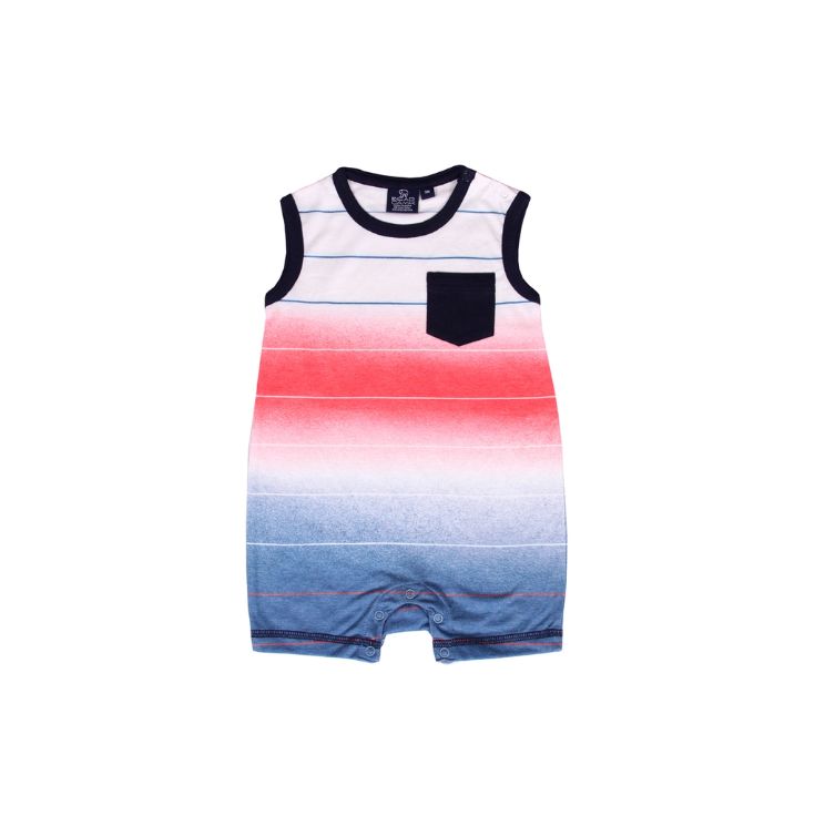 Bear Camp Johnny striped tank romper- Red, White &amp; Blue