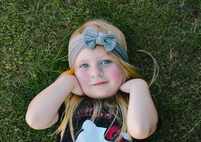Cable Knit Nylon Bow Headband-Grey