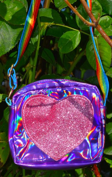 Rainbow Strap Heart Purse- Purple