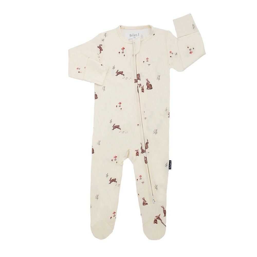 Belan.J Footed Zipper Sleeper- Bunnies