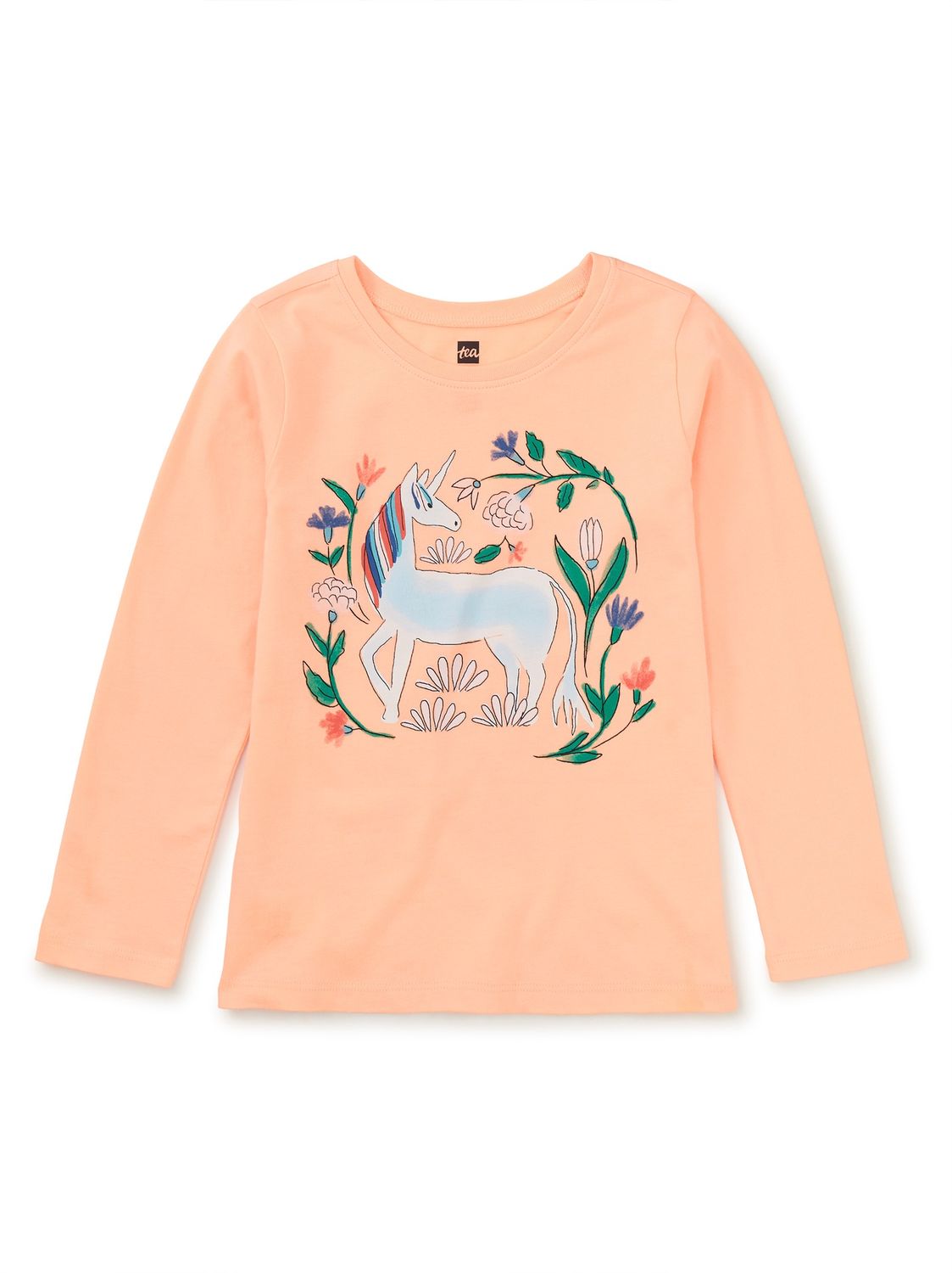 Tea Unicorn Garden Tee- Salmon