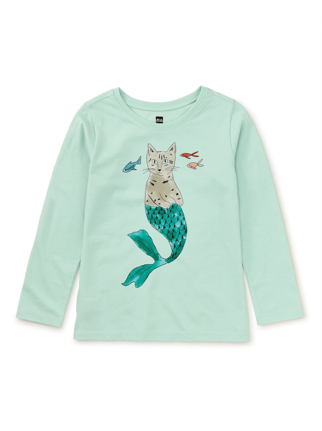 Tea Mermaid Kitty Tee- Mint Green