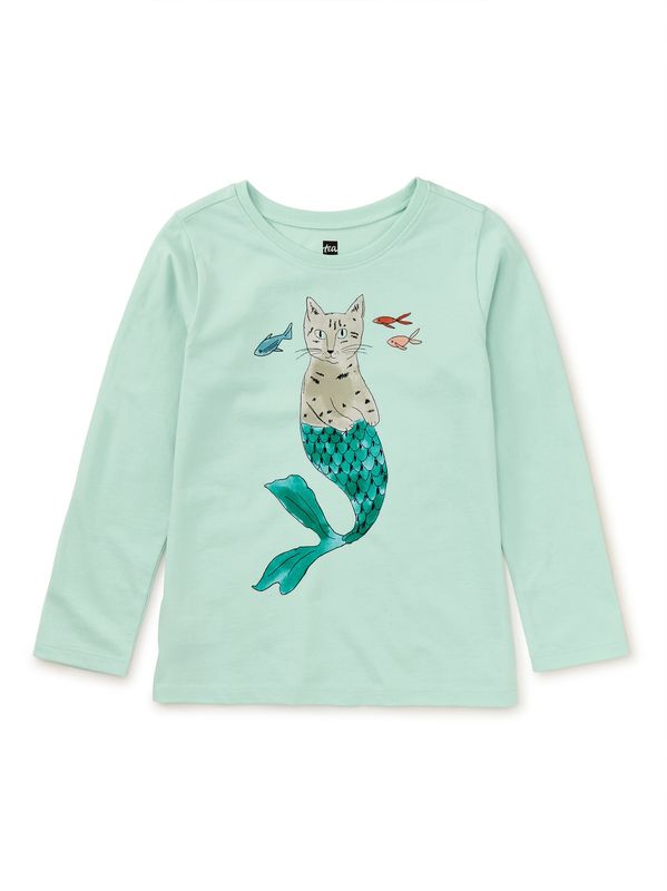 Tea Mermaid Kitty Tee- Mint Green