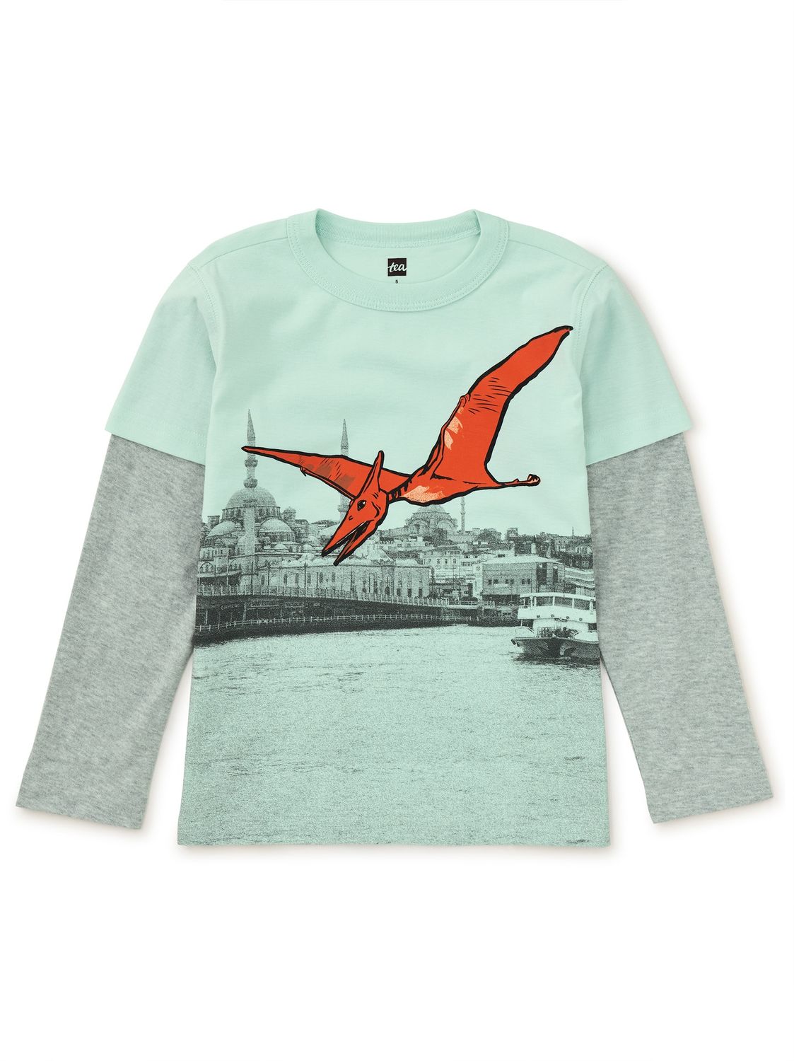 Tea Pterodactyl Graphic Tee- Mint Green