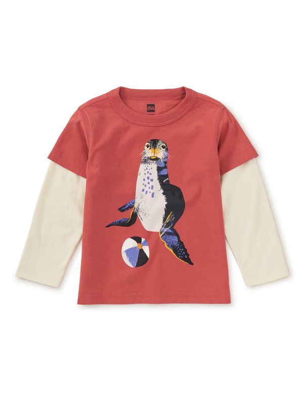 Tea Seal Layered Baby Tee - Red