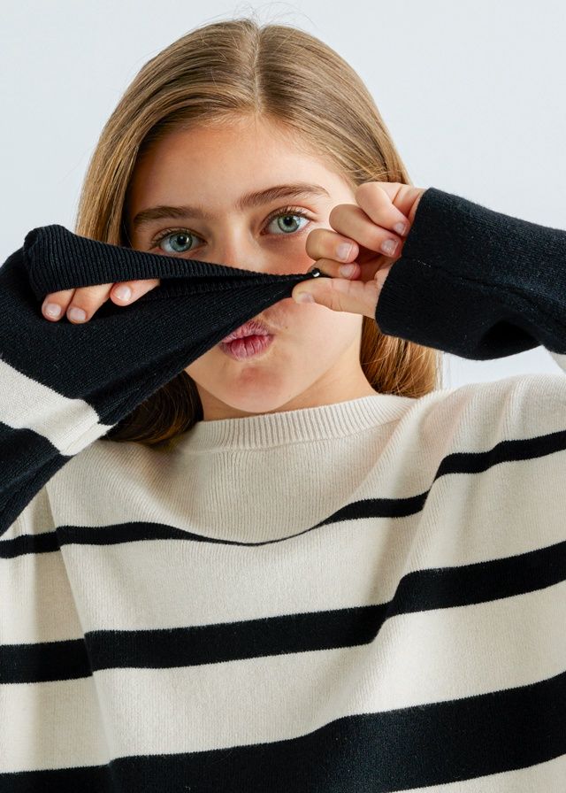 Mayoral Striped Sweater- Black &amp; White