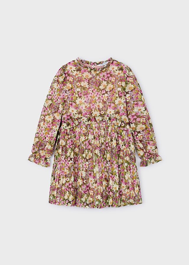 Mayoral Floral Pleated Dress- Camelia