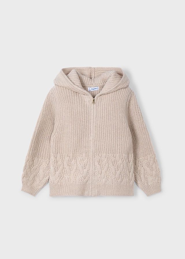 Mayoral Sweater Zip Hoodie- Beige