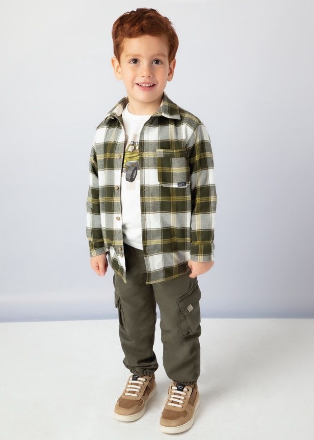 Mayoral Plaid Overshirt- Moss