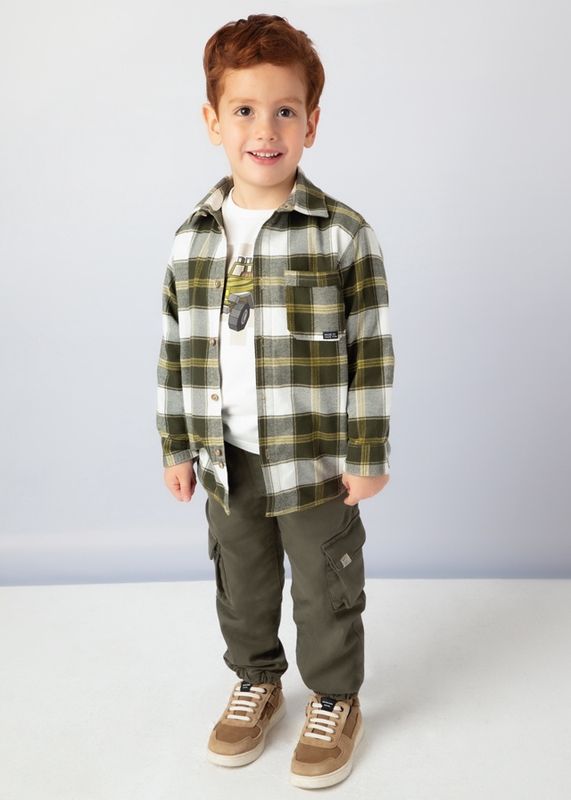 Mayoral Plaid Overshirt- Moss