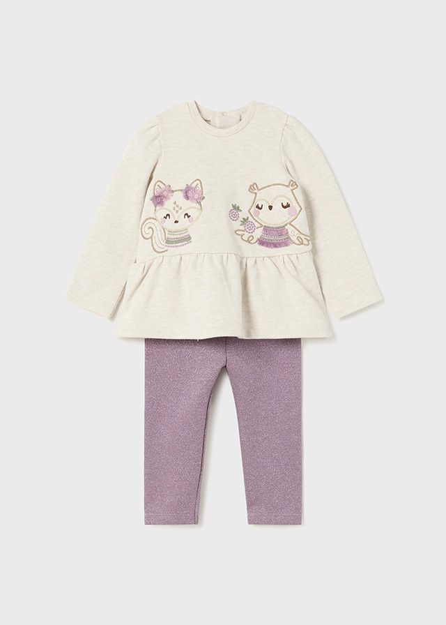 Mayoral Fox Pullover &amp; Legging Set- Orchid