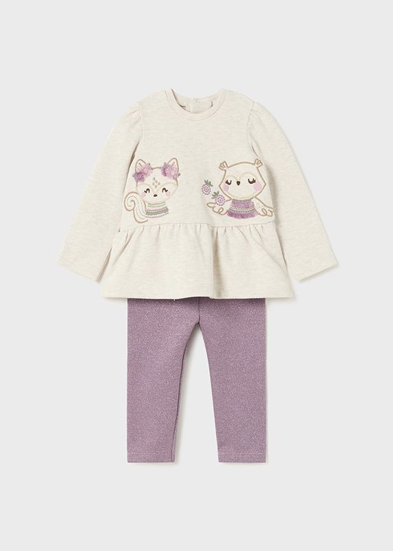 Mayoral Fox Pullover &amp; Legging Set- Orchid