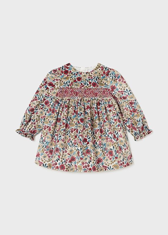 Mayoral Floral Velvet Dress- Red/Green
