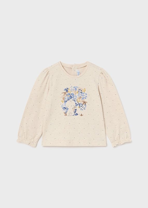 Mayoral Kitty Polka Dot Tee- Natural