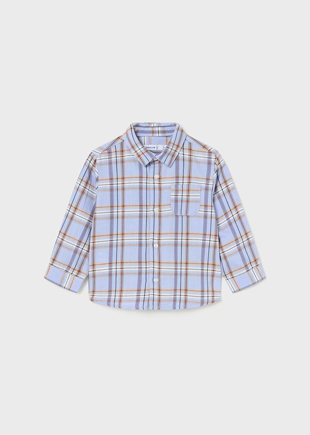 Mayoral Infant Button Shirt- Light Blue Plaid