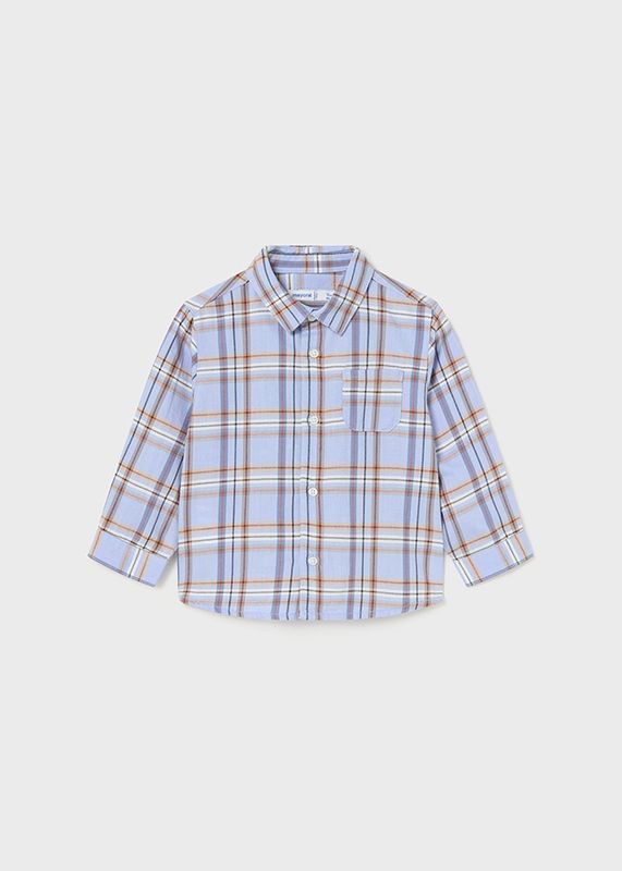Mayoral Infant Button Shirt- Light Blue Plaid